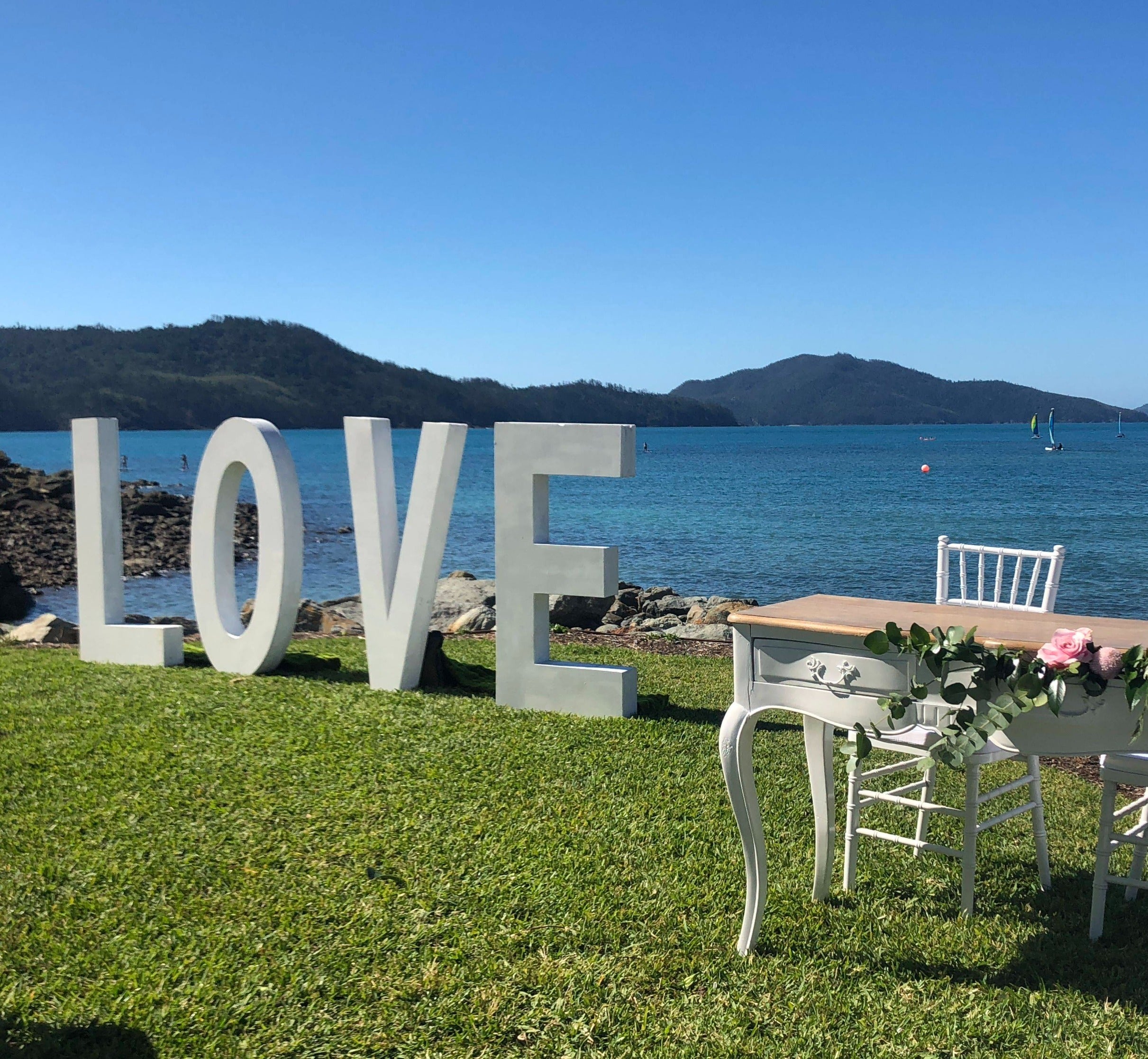 White Foam Giant 'Love' Letters