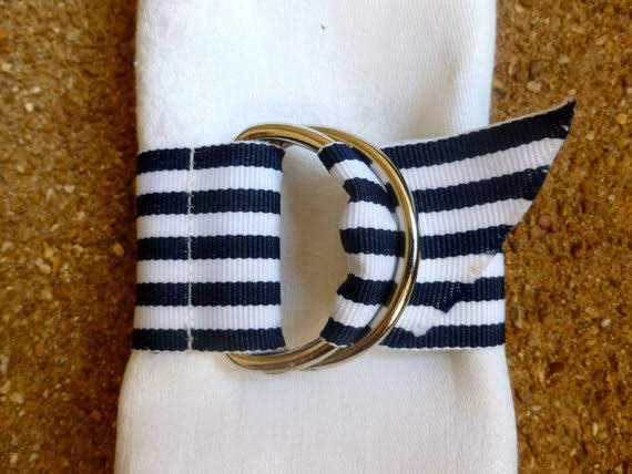 Blue & White Stripe Napkin Ring