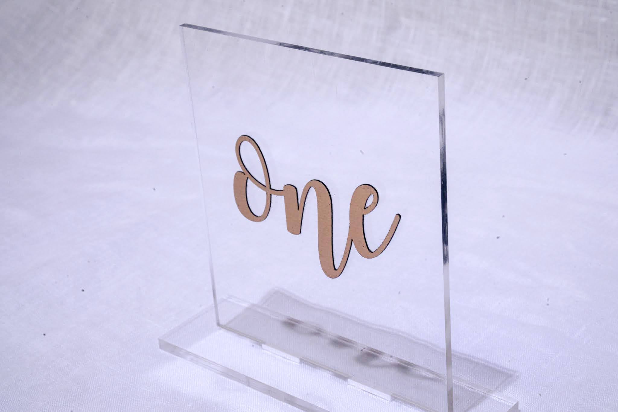 Perspex with Gold Writing Numbers 1 - 15
