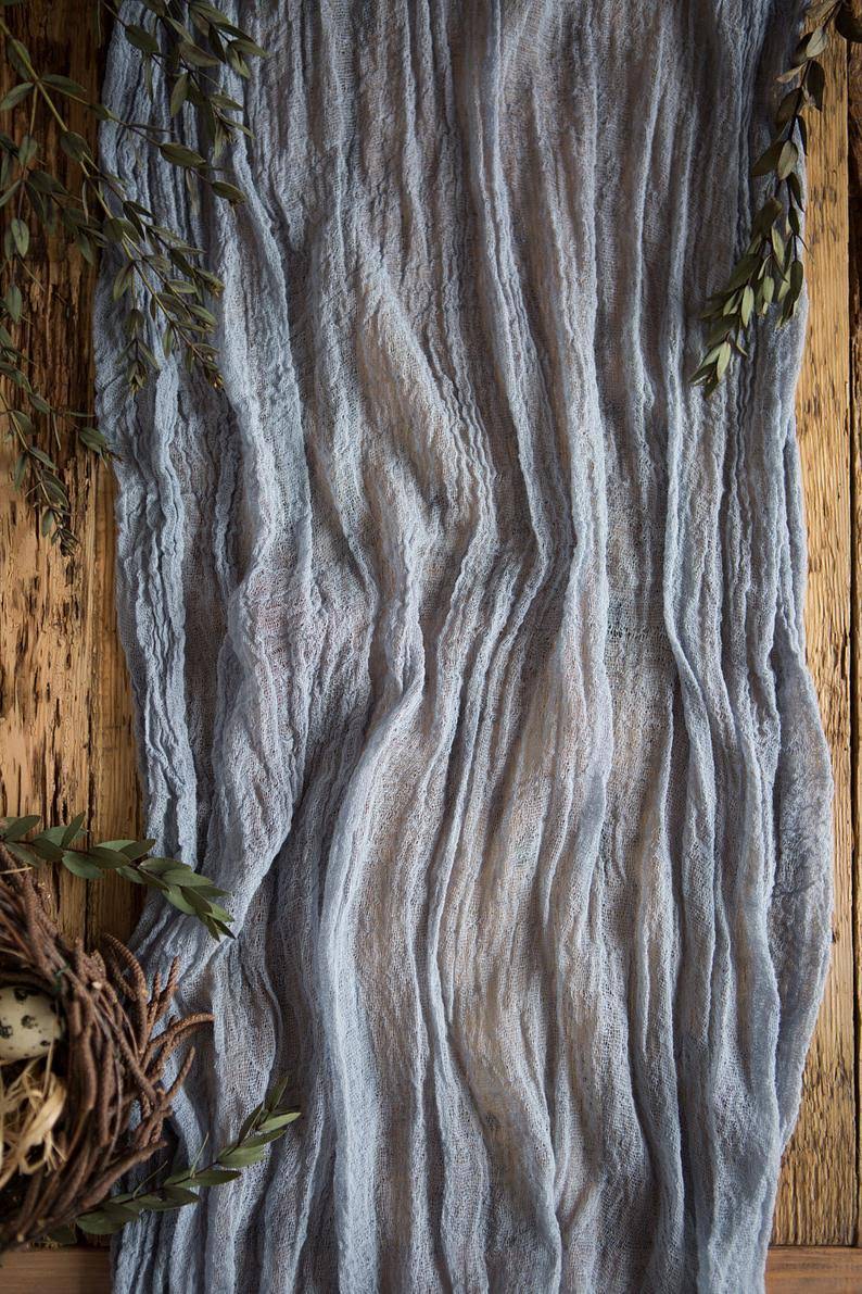 Dusty Blue Cheesecloth Table Runner