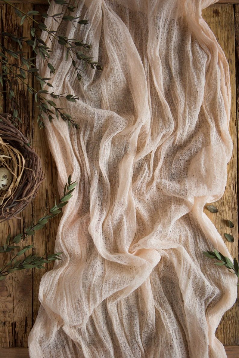 Pale Peach Cheesecloth Table Runner