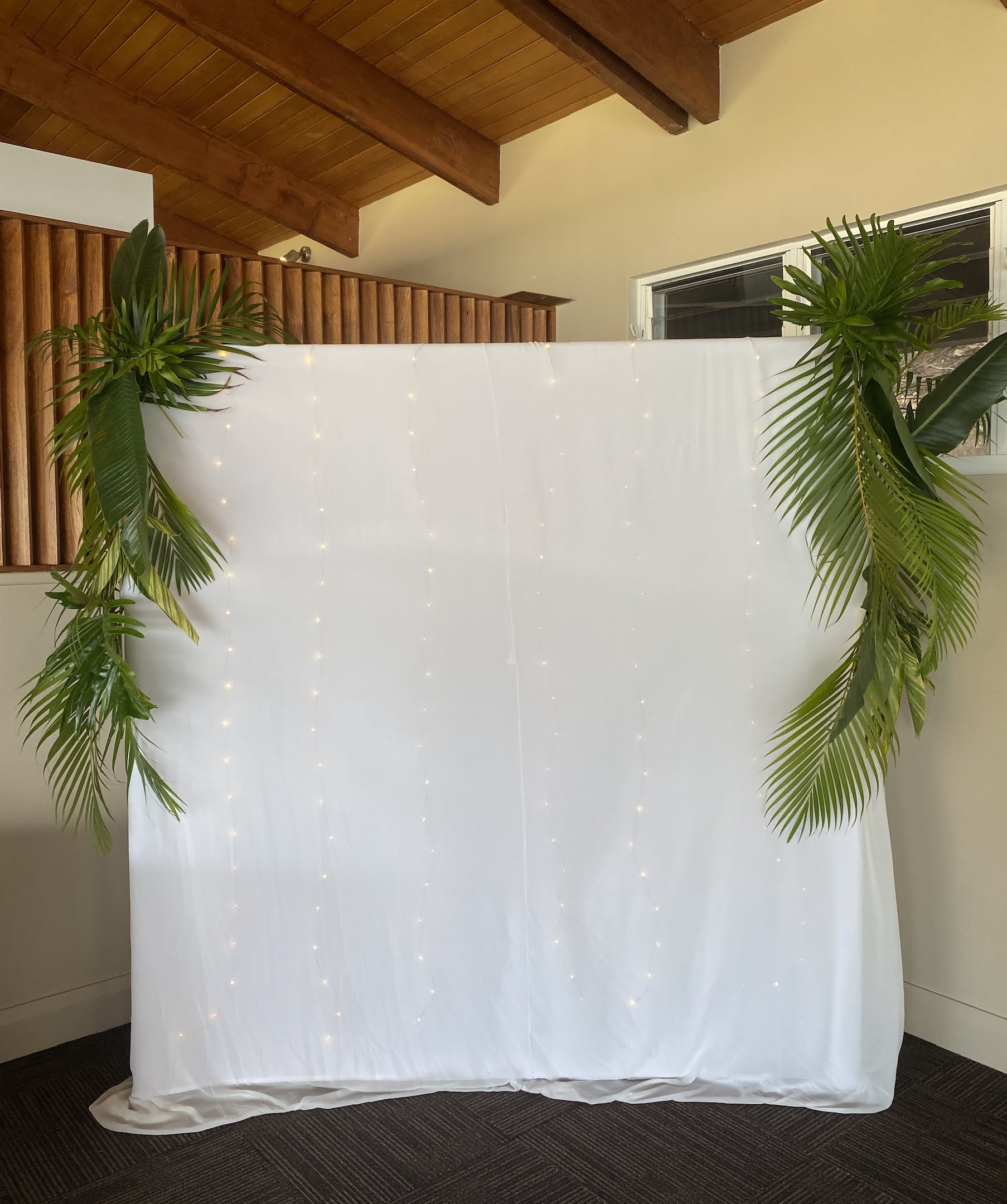 Tropical Chiffon & Fairy Light Backdrop