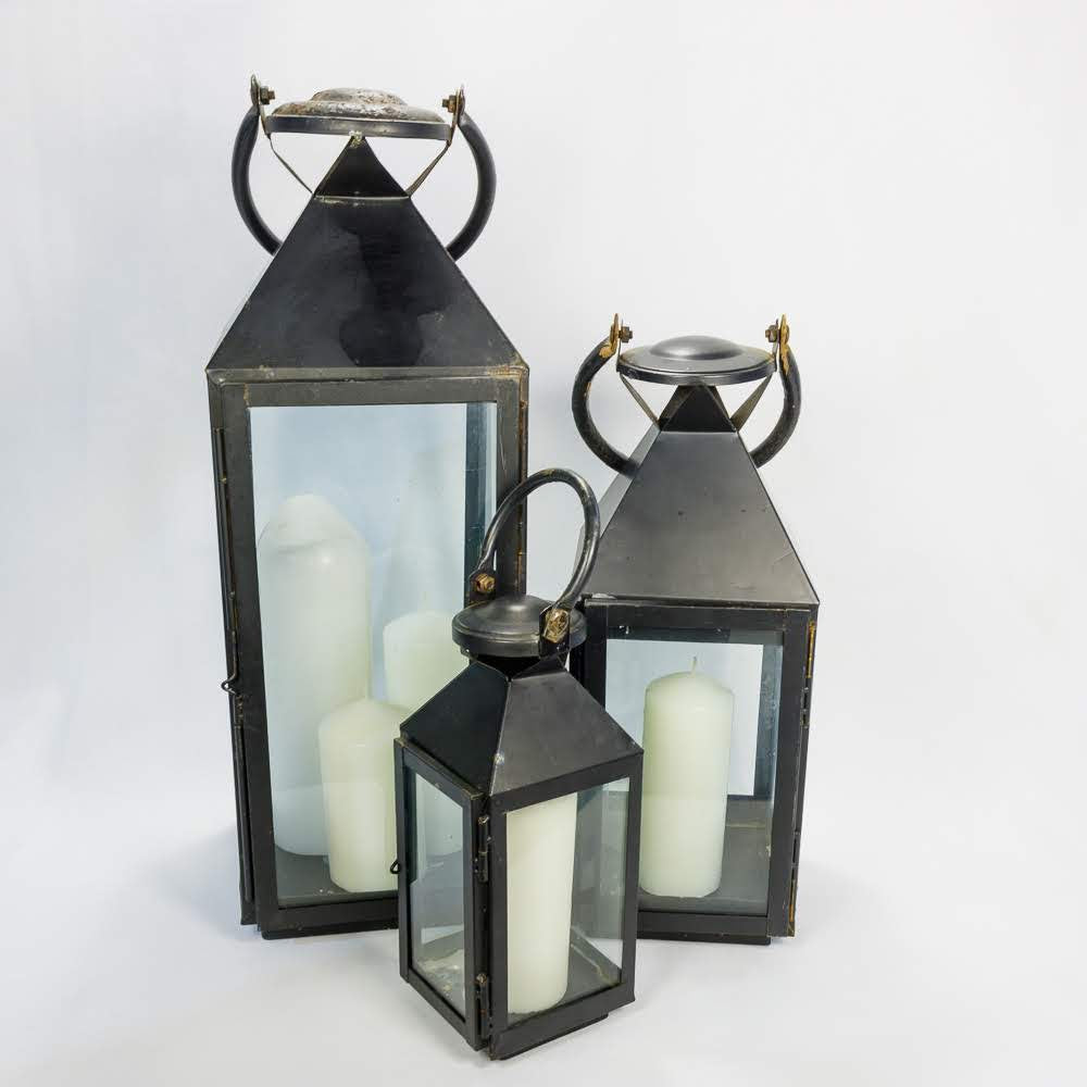 Antique Black Wrought Iron Lantern