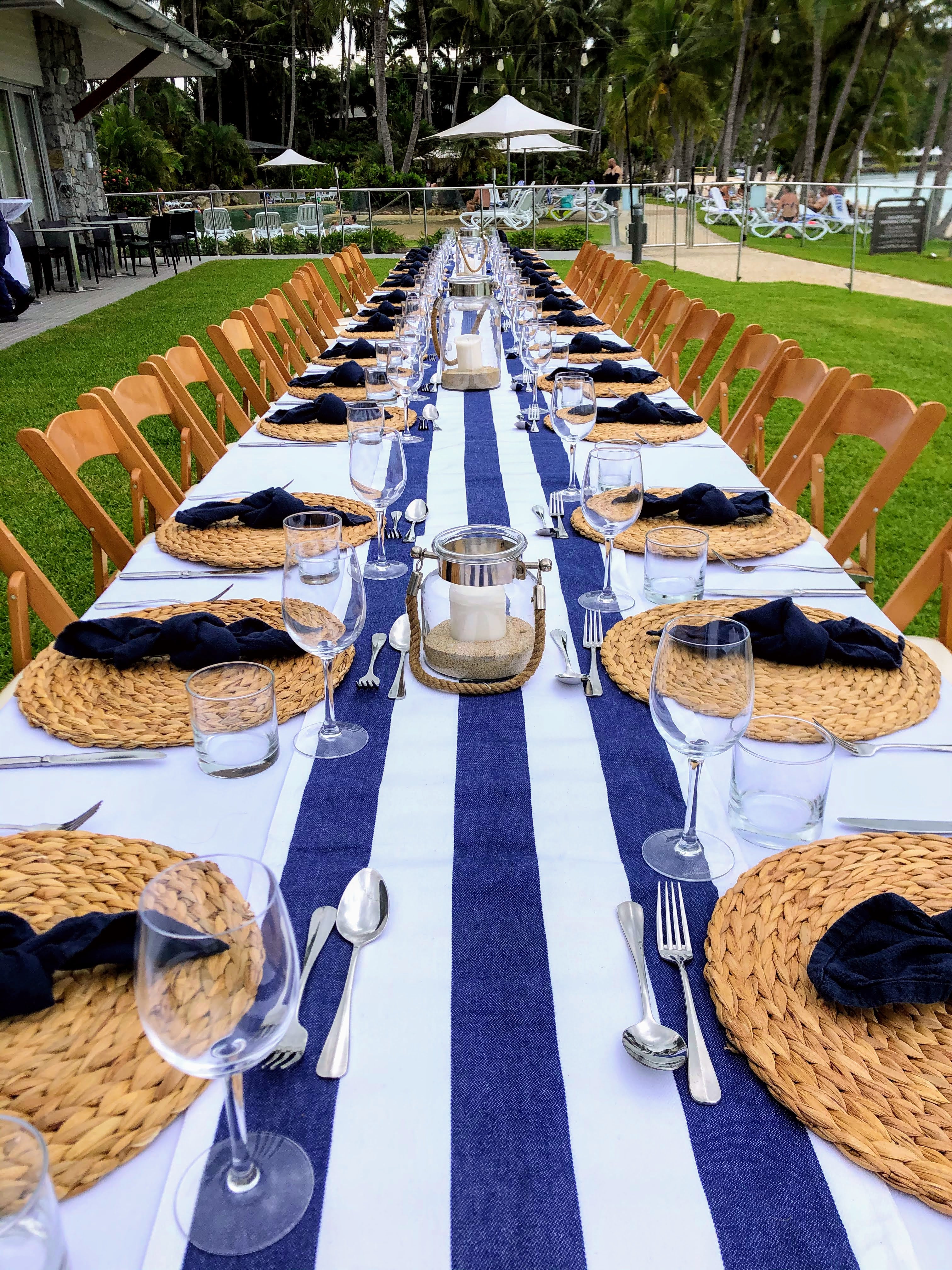 Blue & White Stripe Table Runner