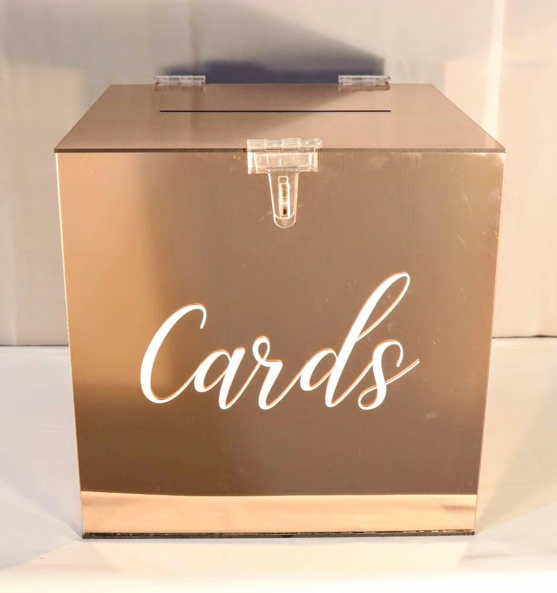 Rose Gold Large Perspex Card Box