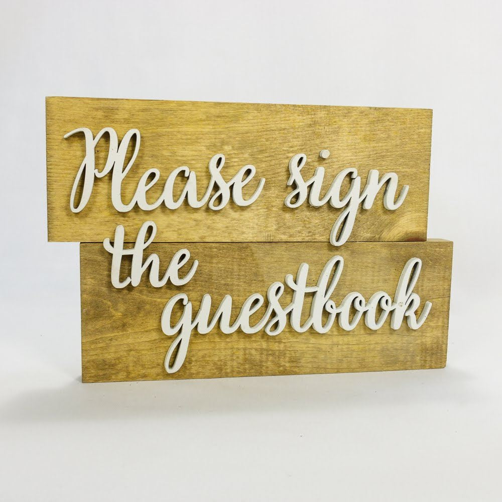 Wooden 'Please Sign the Guestbook'