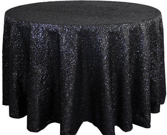 Black Sequin Round Table Cloth