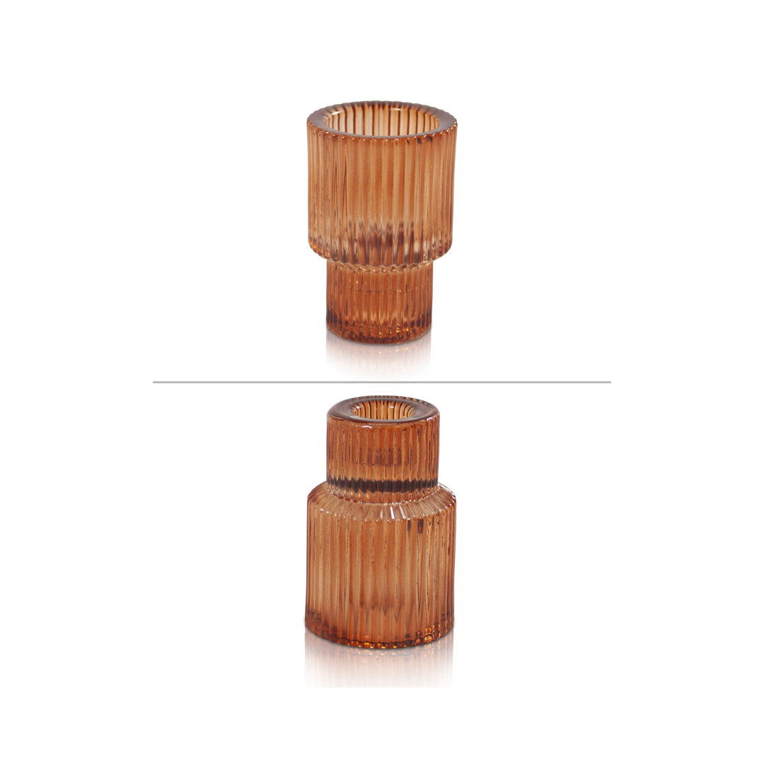 Amber Antique Taper & Tealight Candle Holder